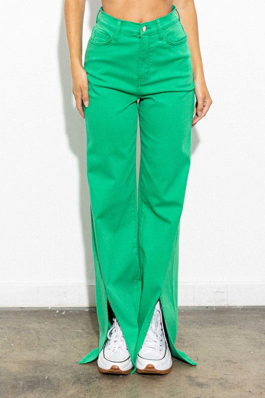 
                  
                    Front Slit Wide Leg Tencel Pants
                  
                