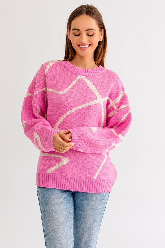 Abstract Pattern Oversized Sweater Top