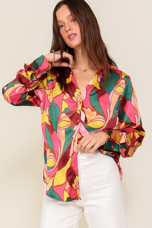 Basic Edge Satin Blouse