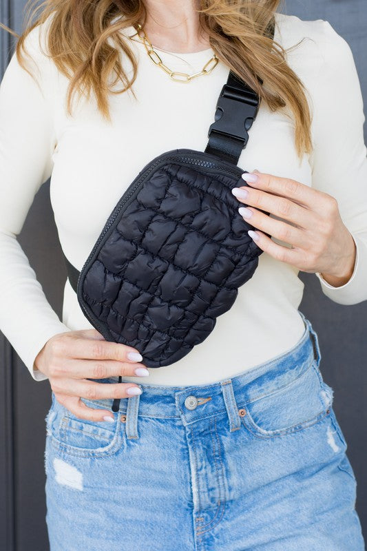 Anya Quilted Puffer Sling Belt Fanny Bum Bag