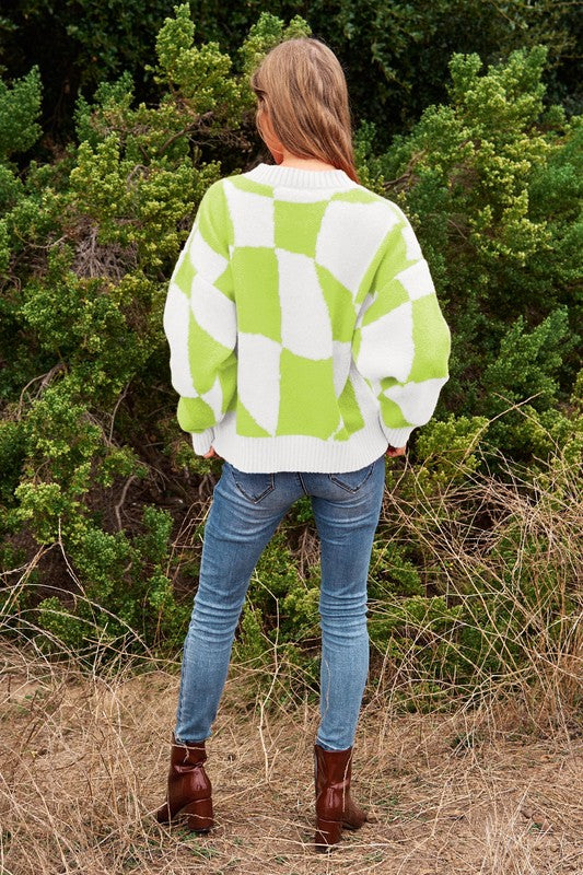 
                  
                    Suéter de punto con cuello de pullover Multi Geo Checker
                  
                