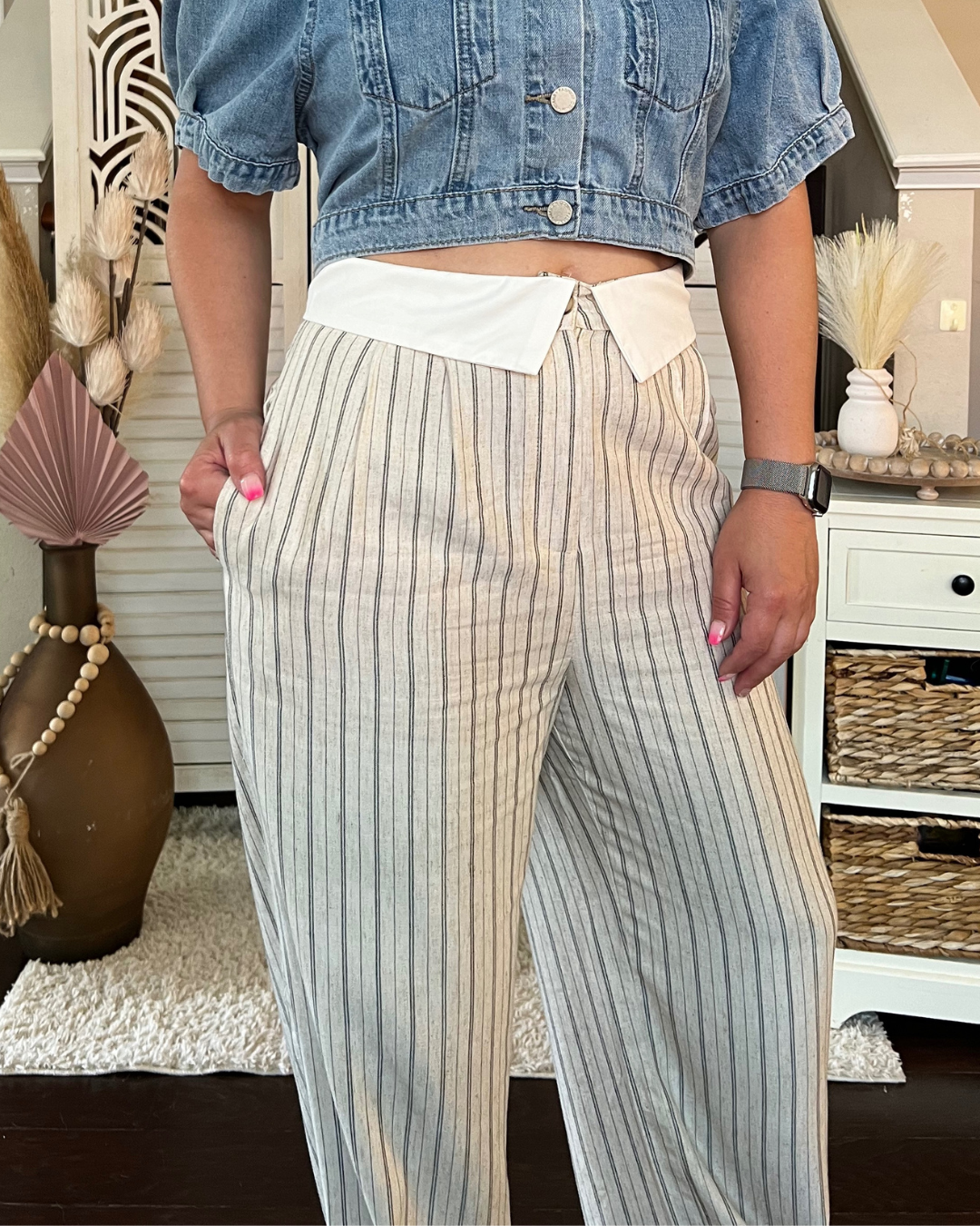 Pantalones de cintura con contraste Gemini
