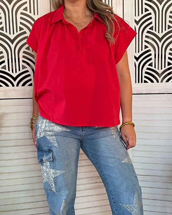 Casual Beauty Red Top