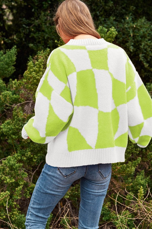 
                  
                    Suéter de punto con cuello de pullover Multi Geo Checker
                  
                